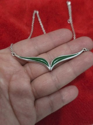 Collar Plata 925 Ley con Detalles Verdes
