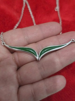 Collar Plata 925 Ley con Detalles Verdes