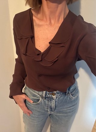 Camicia in seta marrone