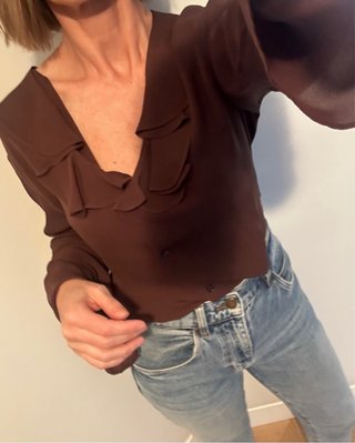Camicia in seta marrone