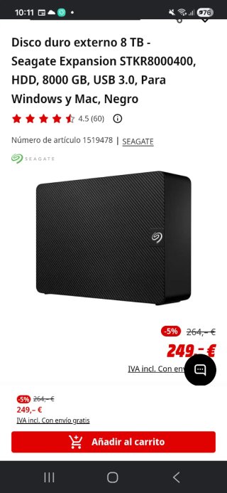 Disco Duro Externo Seagate 8TB USB 3.0
