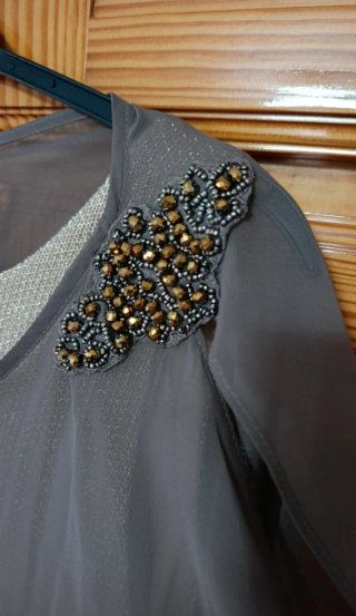Vestido fiesta El Corte Inglés marrón y dorado