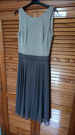 Vestido fiesta El Corte Inglés marrón y dorado