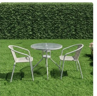 Mesa y 2 Sillas Jardín Cristal/Metal