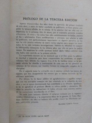 Historia derecho español. Tomo I 1943 García Gallo