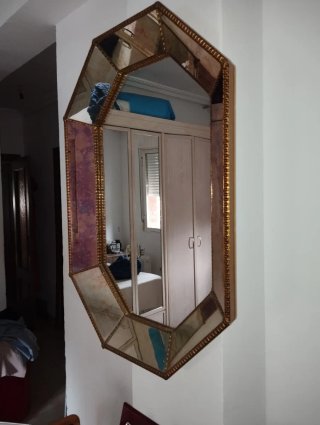 Specchio ottagonale in stile Regency veneziano anni '60