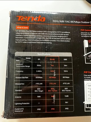 Tenda O1-5G Kit Antena WiFi Exterior 5GHz 1Km CCTV