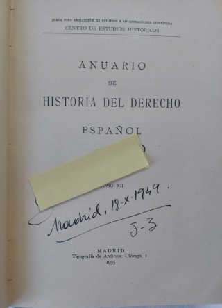 Anuario Historia Derecho Español. Tomo XII 1935