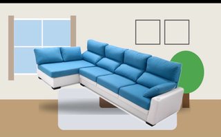 Sofá Chaise Longue Azul y Blanco