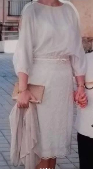 Vestido fiesta Olimara blanco roto