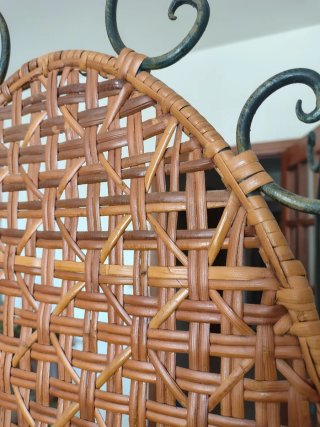 Biombo Separador / de forja y rejilla de mimbre