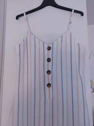 Mono rayas beige y multicolor