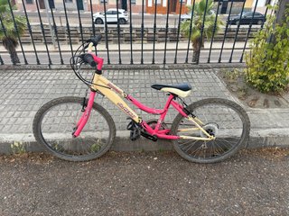 Bicicleta infantil rosa y crema