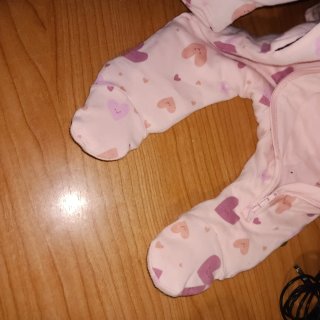 Pijama bebé niña corazones rosa 0-3 62cm