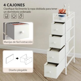 Cajonera auxiliar blanca 4 cajones