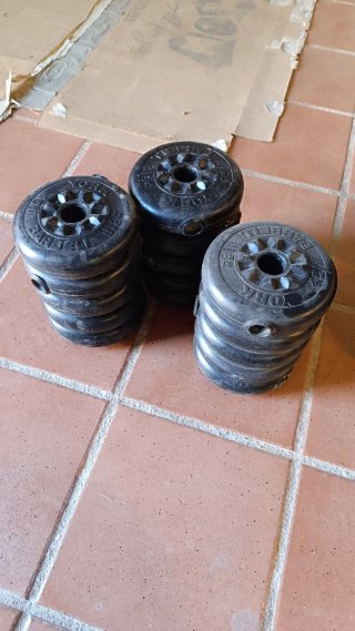 Set completo di palestra domestica con panca e manubri