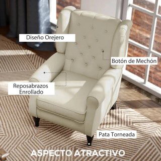 Sillón beige con patas negras