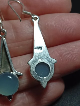 Pendientes Plata Ley Azul, calcedonia