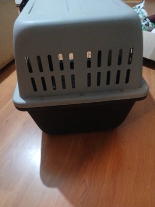 Jaula Transportin Perros Gris y Negro