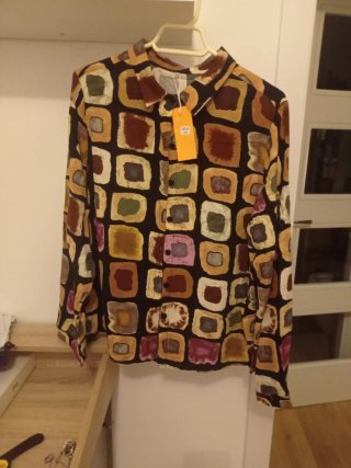 Blusa estampada cuadros multicolor talla M