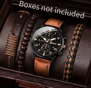 Reloj Geneva con 3 Pulseras Marrones