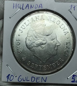 10 Gulden Plata Holanda Juliana Regina 1973 + Rega