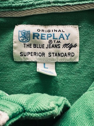 Polo Replay Verde Homem Manga Curta Estilo Casua