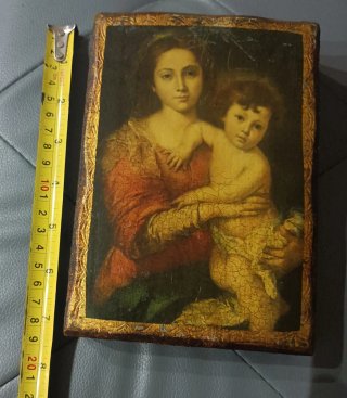 Quadro Icona Sacra Madonna col Bambino in legno