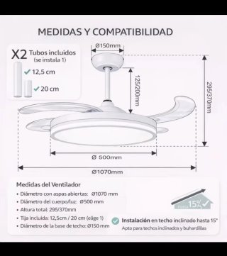 NUEVO!Ventilador techo con luz LED, mando distanci
