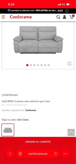 Sofá eléctrico Conforama BREE 2 plazas