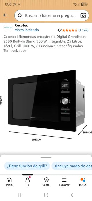 Microondas Cecotec Negro