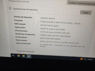 Mini PC HP EliteDesk Negro intel core I5 128gb