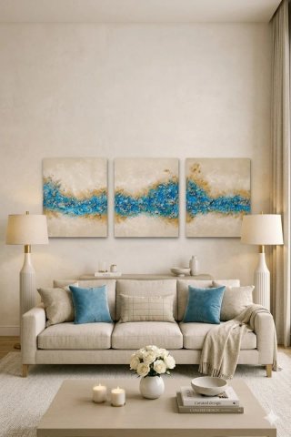 Quadri Astratti Fatti a Mano (Set di 3)