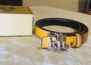 Cinto Ralph Lauren Couro Marrom e Prata