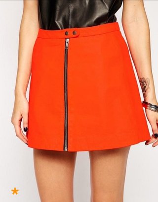 MUUBAA LONDON Leather mini skirt Orange Talla: 36