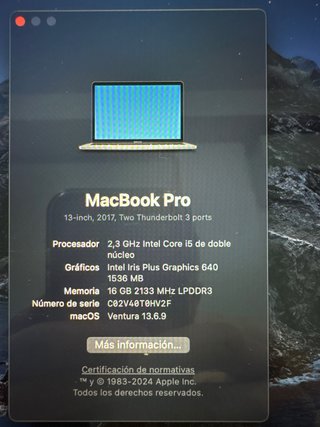 MacBook Pro 13” Plata 2017