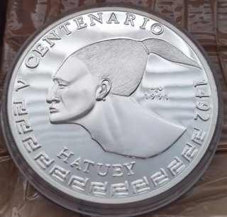 Muy escasa onza pura plata Cuba 1991 Hatuey