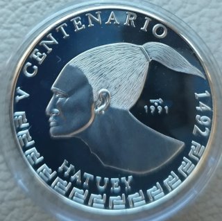 Muy escasa onza pura plata Cuba 1991 Hatuey