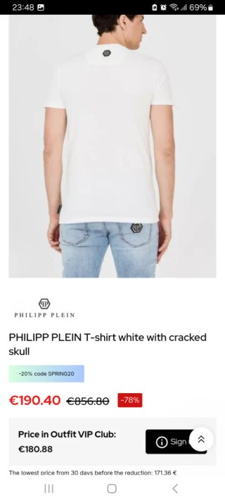 T-shirt Philipp Plein Skull Branca