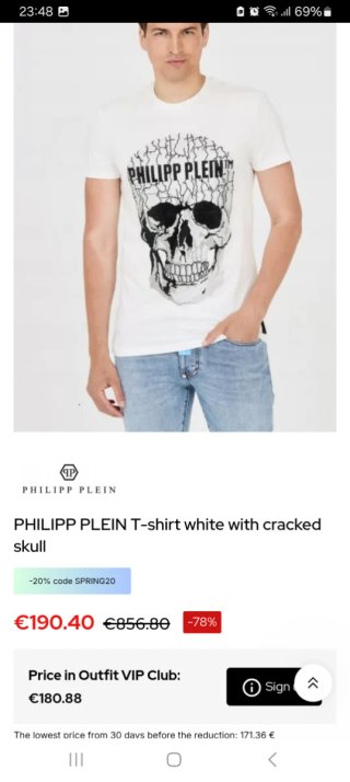 T-shirt Philipp Plein Skull Branca