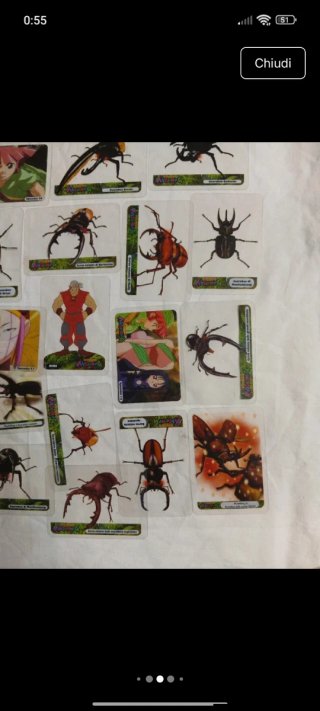 Carte da collezione insetti e personaggi anime