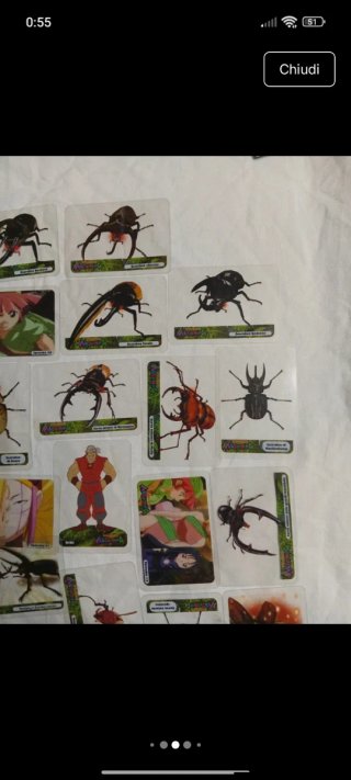 Carte da collezione insetti e personaggi anime