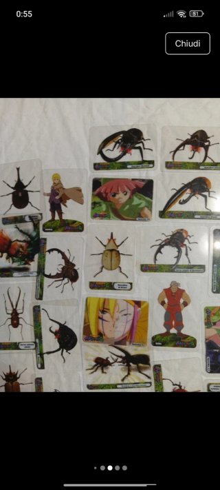 Carte da collezione insetti e personaggi anime