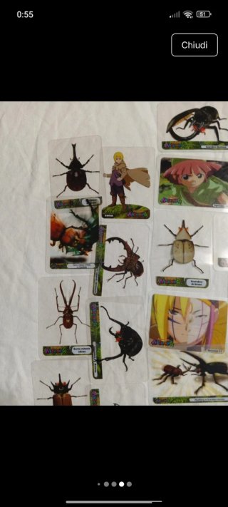 Carte da collezione insetti e personaggi anime