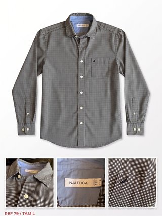 Camisa Nautica Manga Comprida Micro Xadrez L