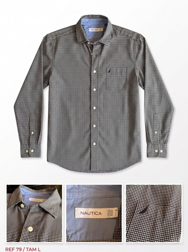Camisa Nautica Manga Comprida Micro Xadrez L