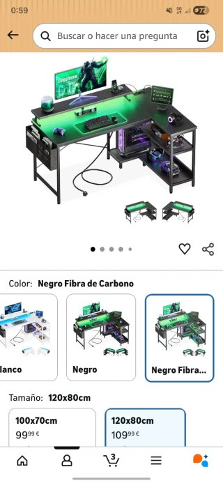 Mesa escritorio L madera y metal