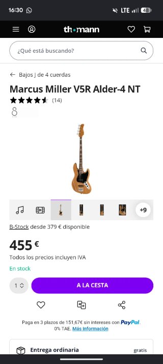 Marcus Miller V5R Alder-4 NT Bajo Eléctrico