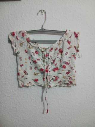 Top floral blanco mujer talla XS