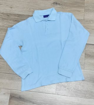 Polo manica lunga azzurro piquet